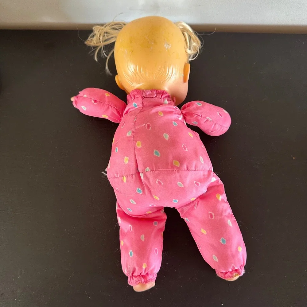 Vintage 1995 Toy Biz Baby Tumbles Surprise Doll Pink Polka Dot Outfit Blonde 12